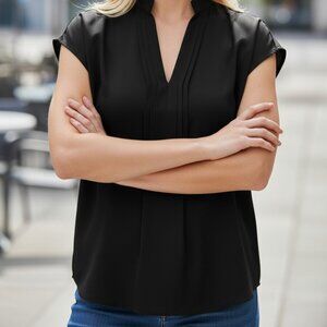 Buffalo David Bitton Black V Neck Knit Top Large Workwear Minimalist Staple